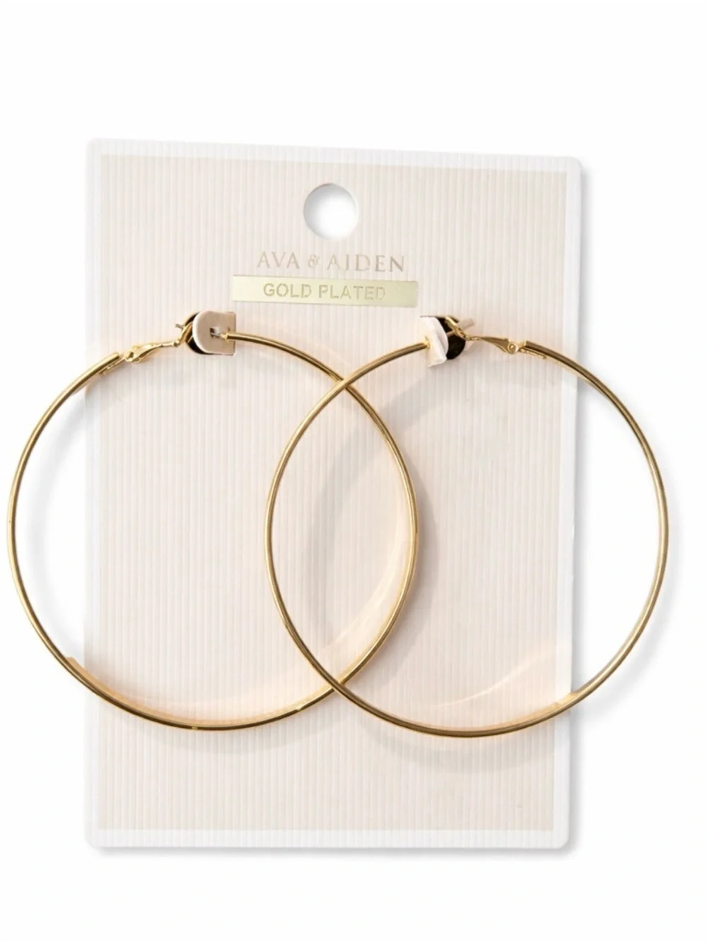 Ava & Aiden Ava & Aiden Gold Plated Square Edge Large Hoop Earrings
